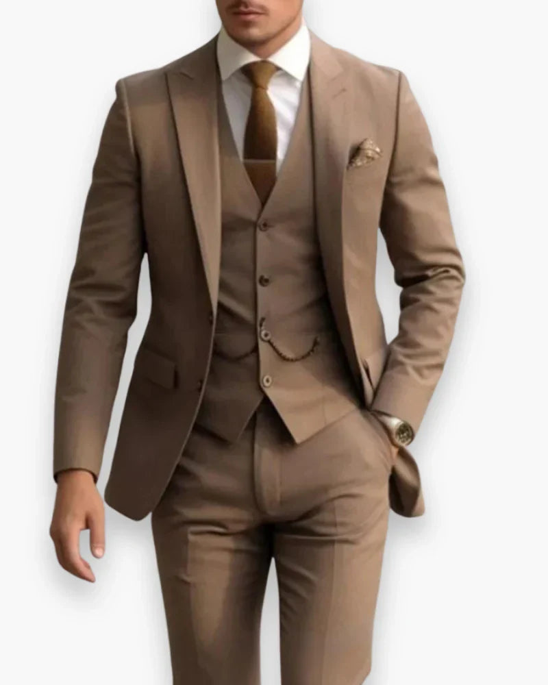 Men's Slim Fit Three Piece Suit Set with Jacket, Vest and Trousers