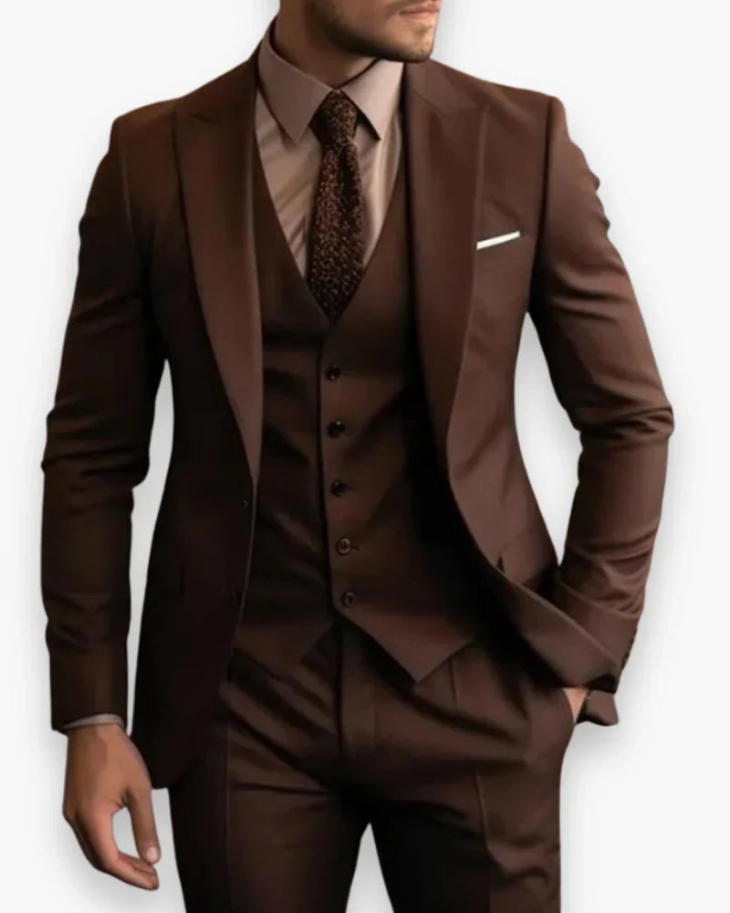 Men's Slim Fit Three Piece Suit Set with Jacket, Vest and Trousers
