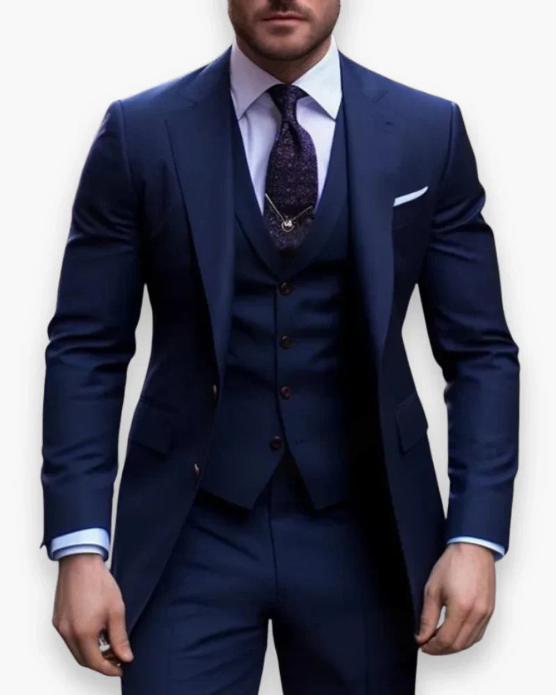 Men's Slim Fit Three Piece Suit Set with Jacket, Vest and Trousers