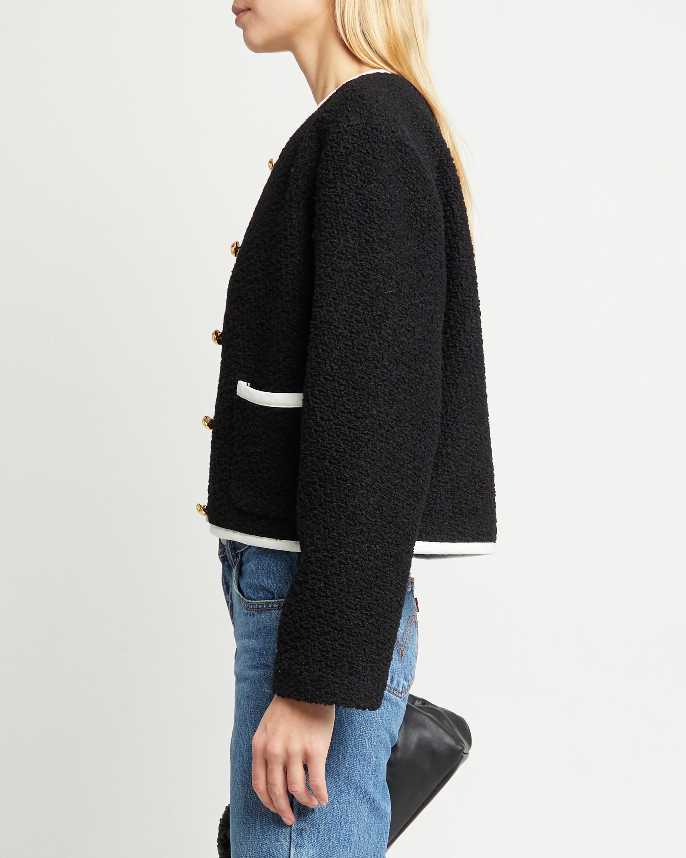Women’s Cropped Tweed Jacket with Golden Buttons, Classic