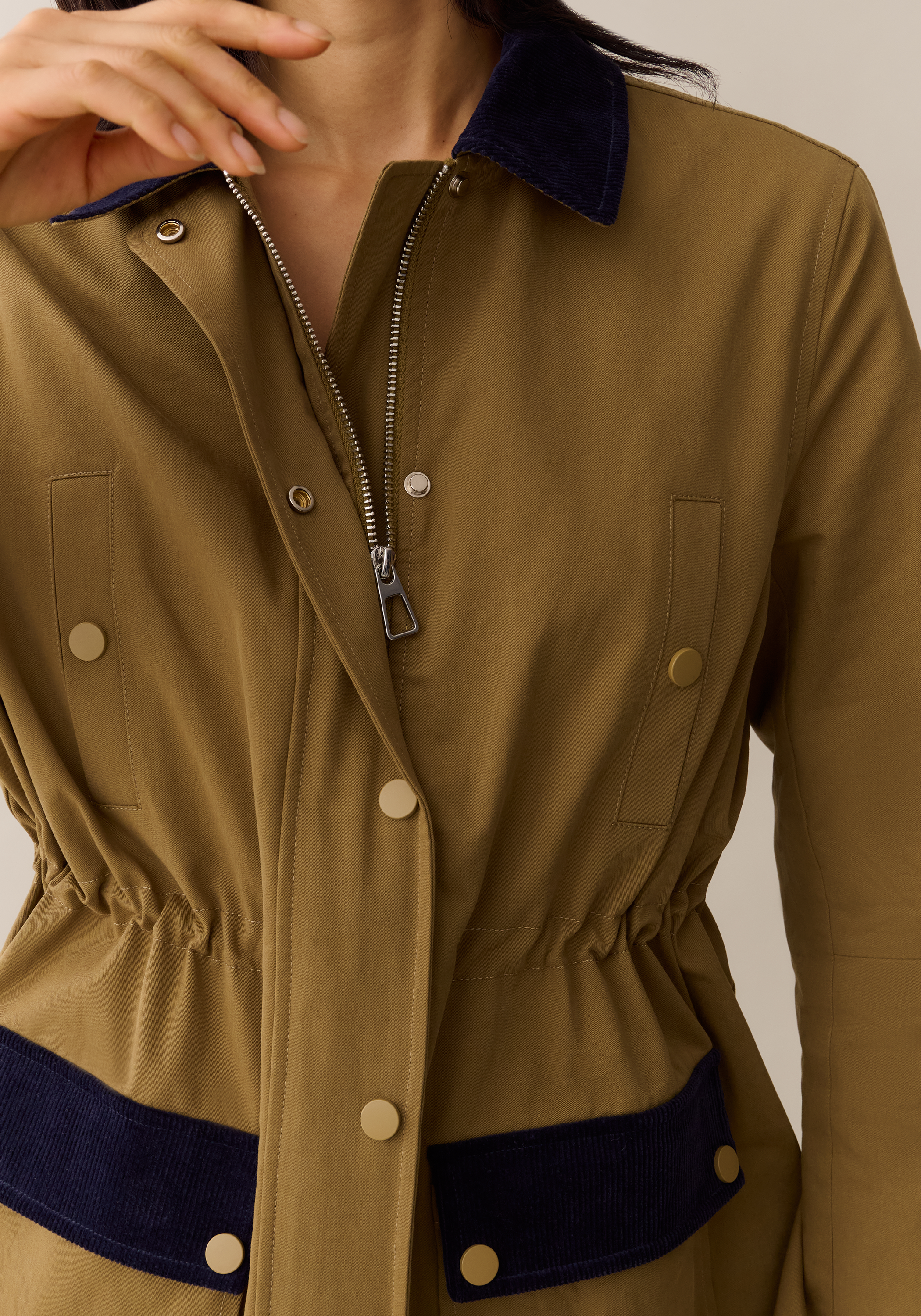 Women’s Classic Barn Jacket with Corduroy Trim, Adjustable