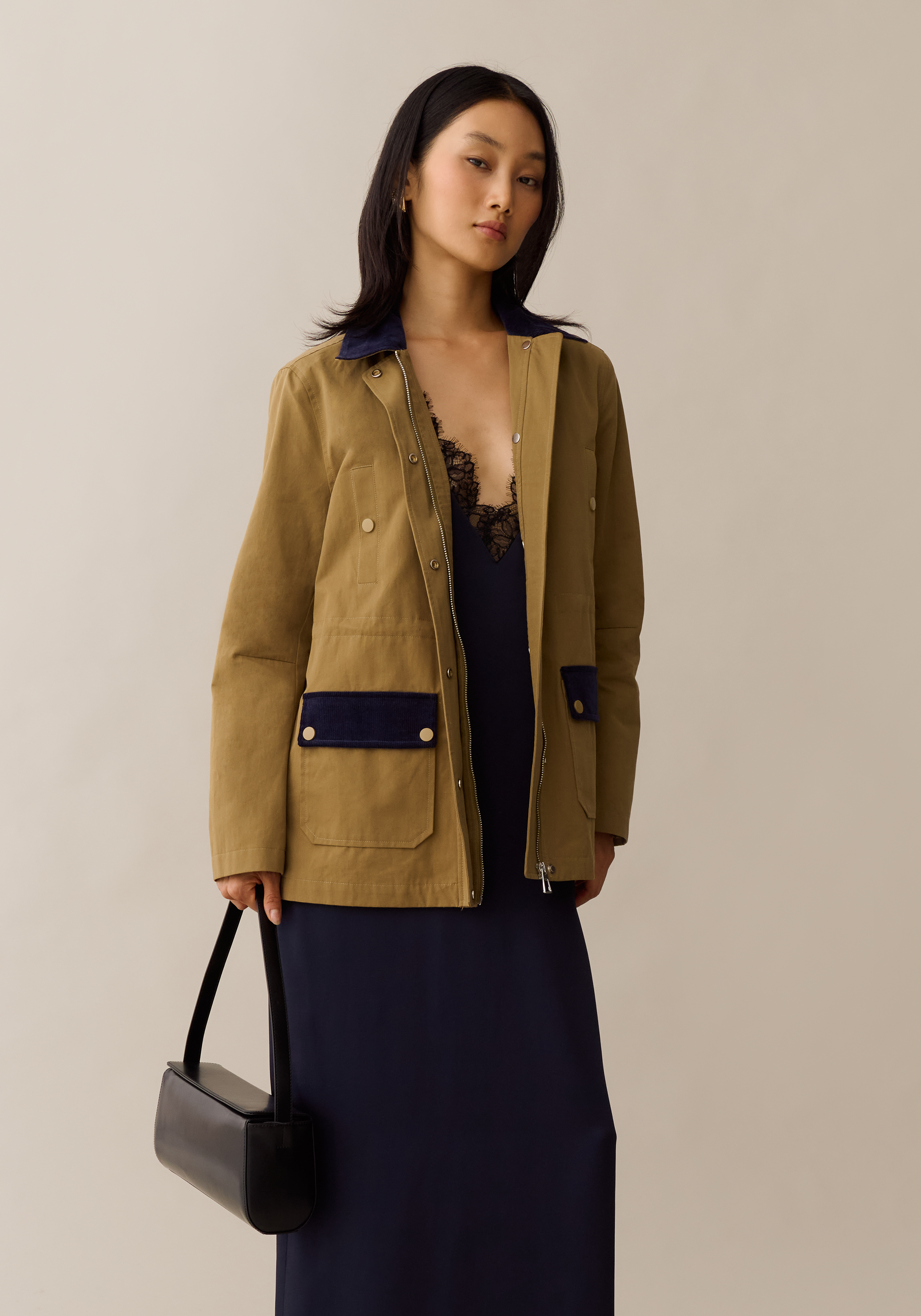 Women’s Classic Barn Jacket with Corduroy Trim, Adjustable