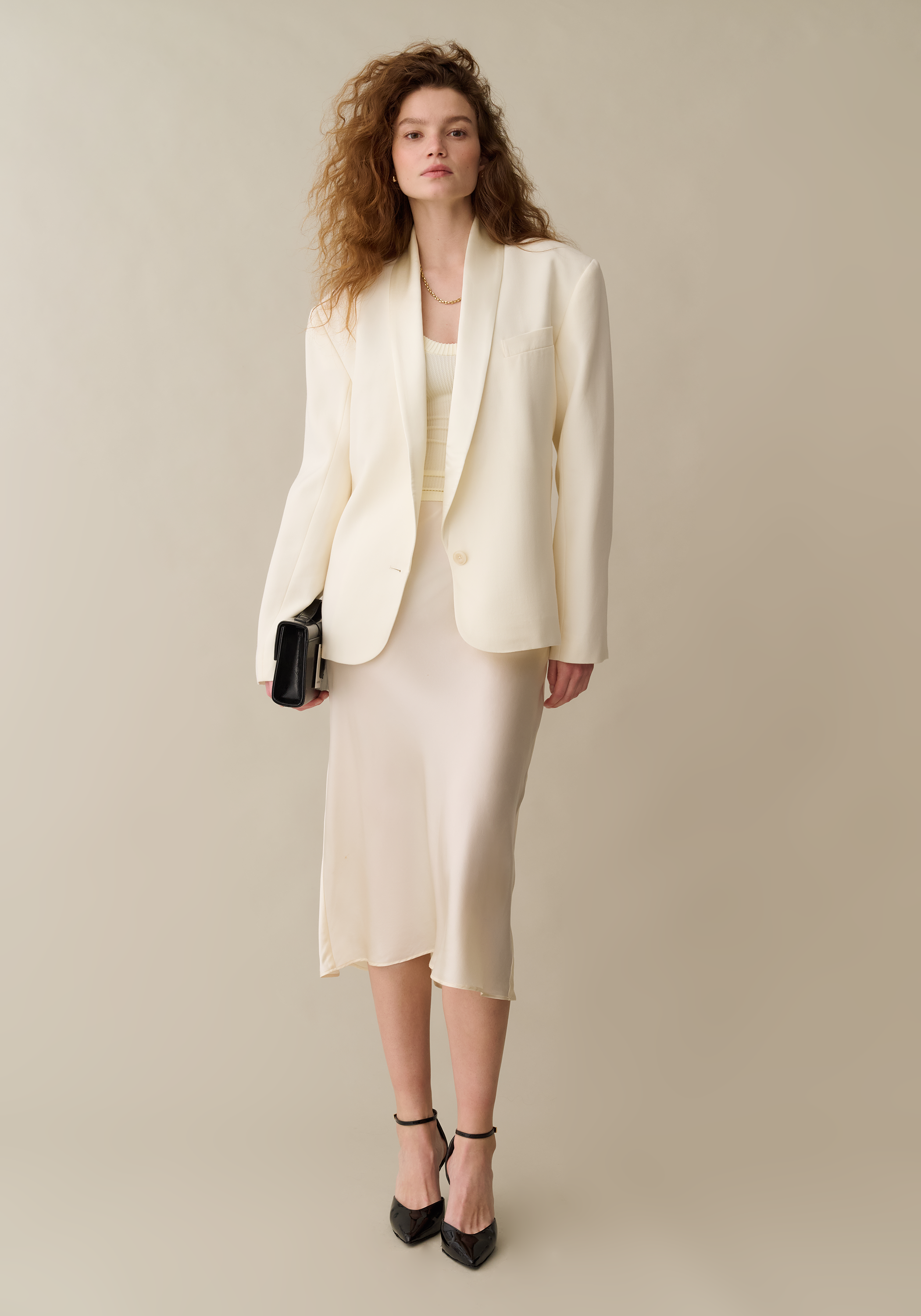 Women’s Wool Blazer with Button, Relaxed Fit