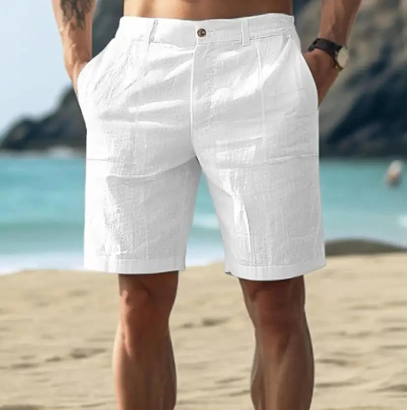 Linen Shorts for Men with Drawstring Waist and Breathable Fabric, Machine Washable