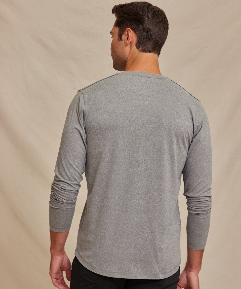Men’s Performance Henley Shirt Light Gray, Breathable
