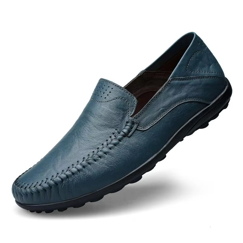 Men's Leather Slip-On Loafers with Cushioned Insole and Breathable Lining