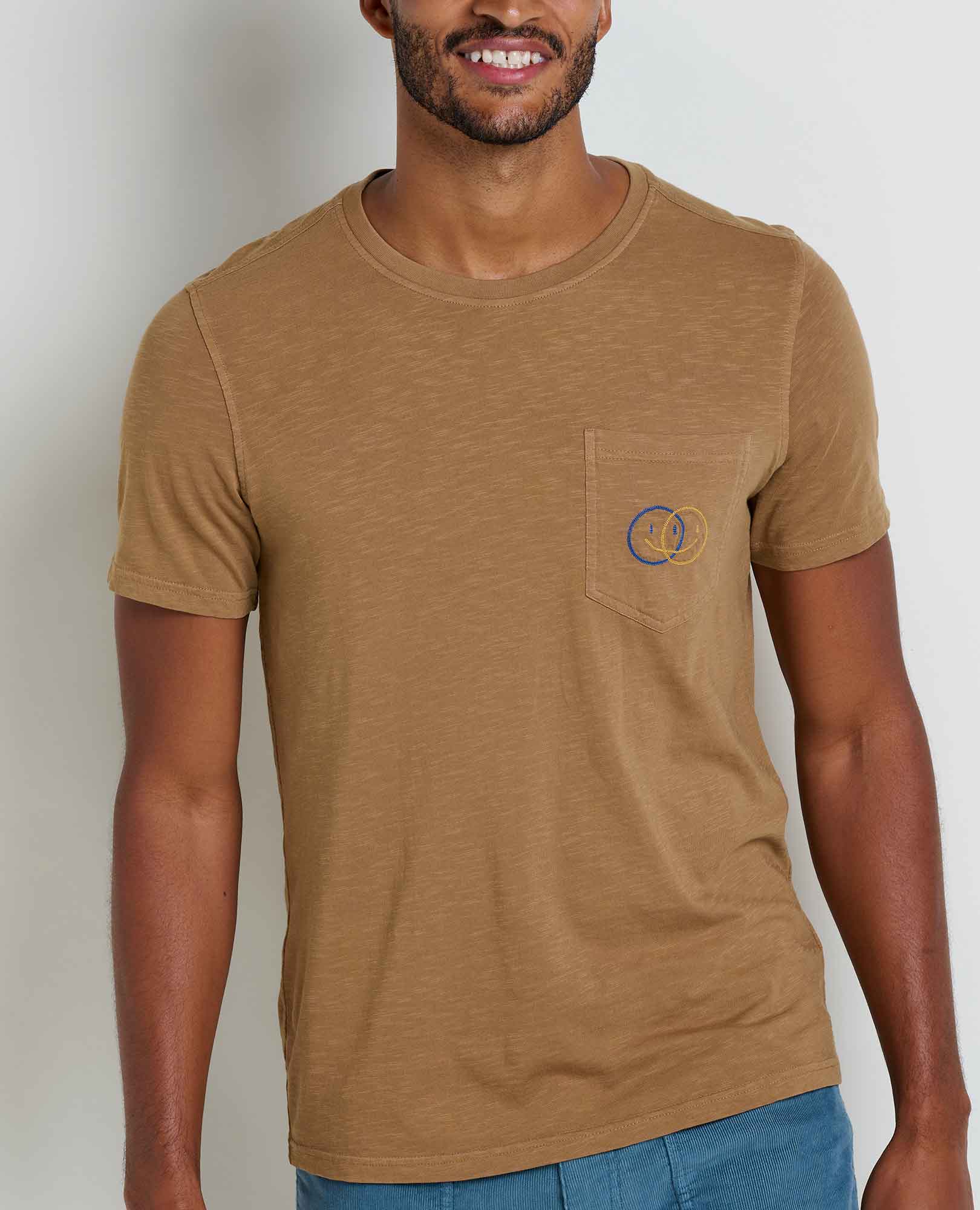 Men’s Embroidered Crew T-Shirt Garment-Dyed, Soft Cotton