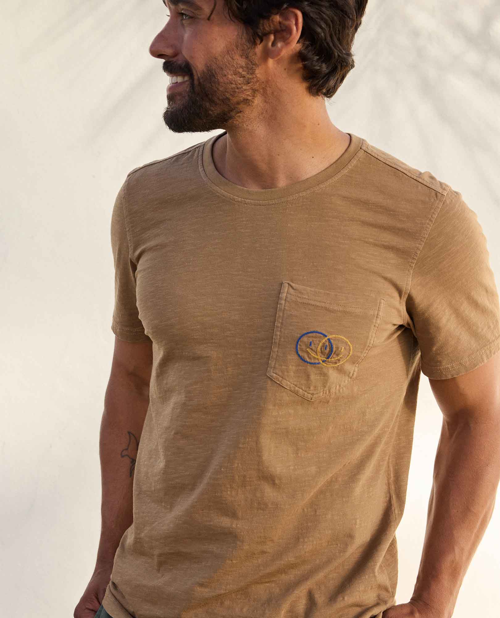 Men’s Embroidered Crew T-Shirt Garment-Dyed, Soft Cotton