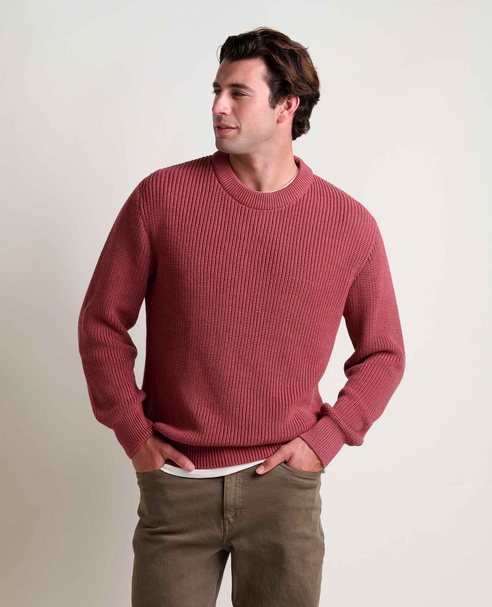 Men’s Crew Sweater, Relaxed Fit Shaker Stitch