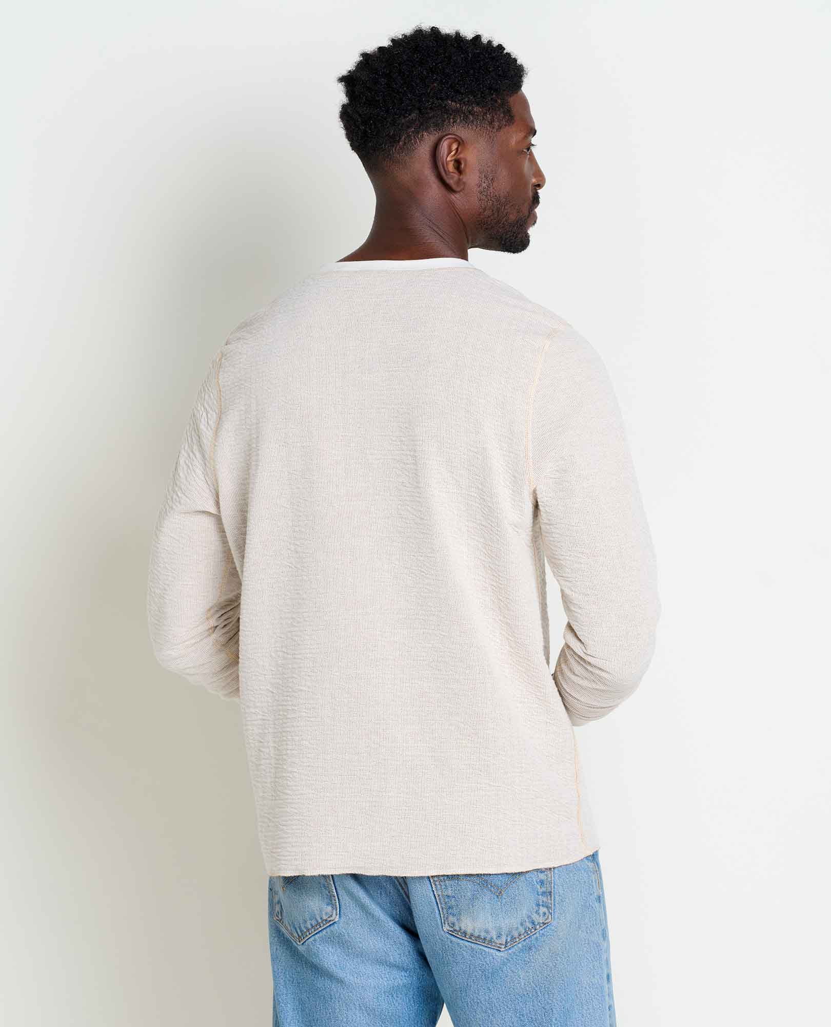 Men’s Lightweight Henley Shirt Knit Texture, Casual