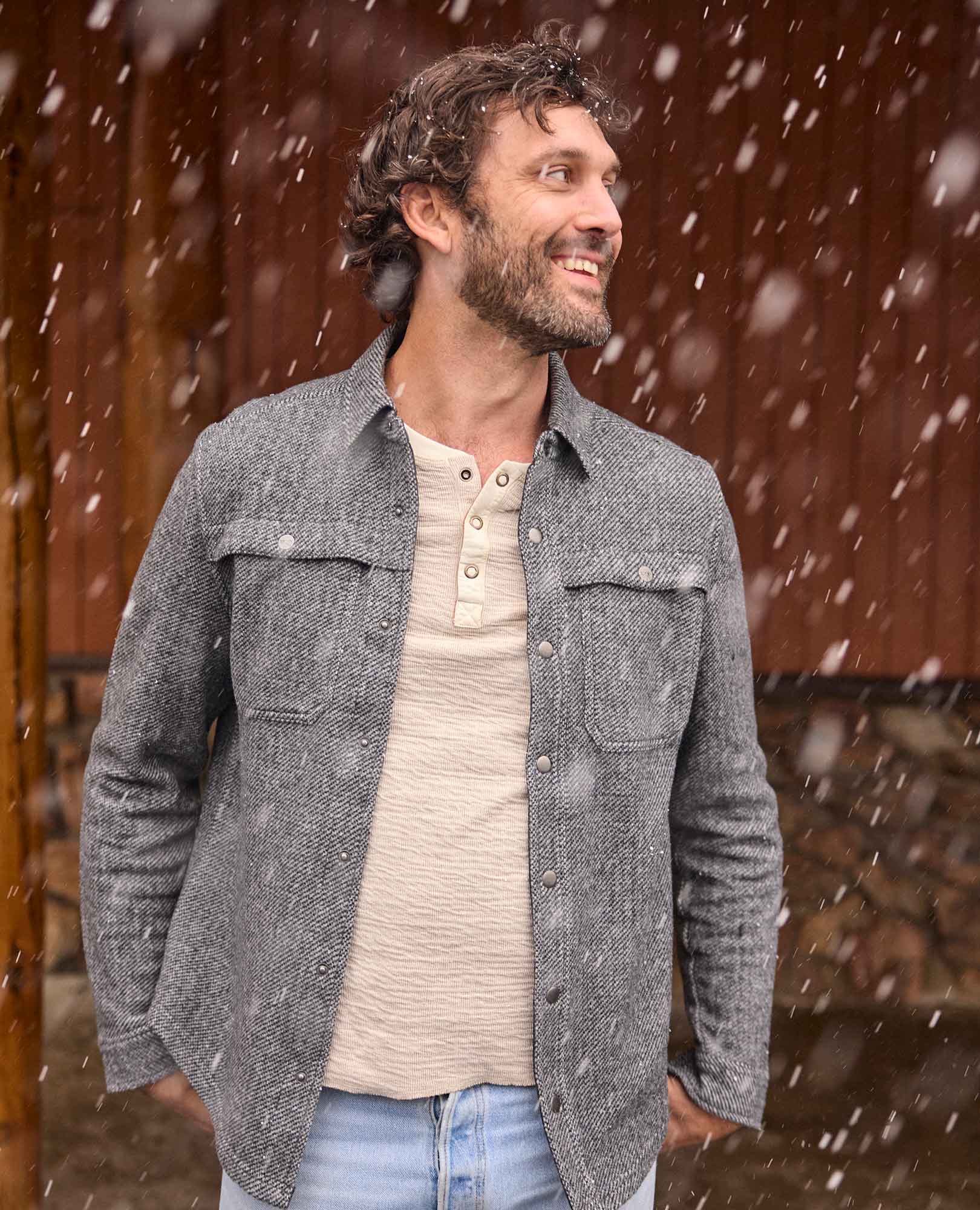 Men’s Wool Shirt Jacket, Durable Textured Layer