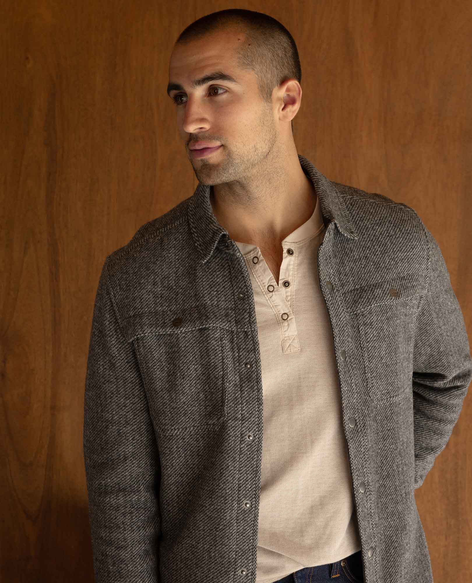 Men’s Wool Shirt Jacket, Durable Textured Layer