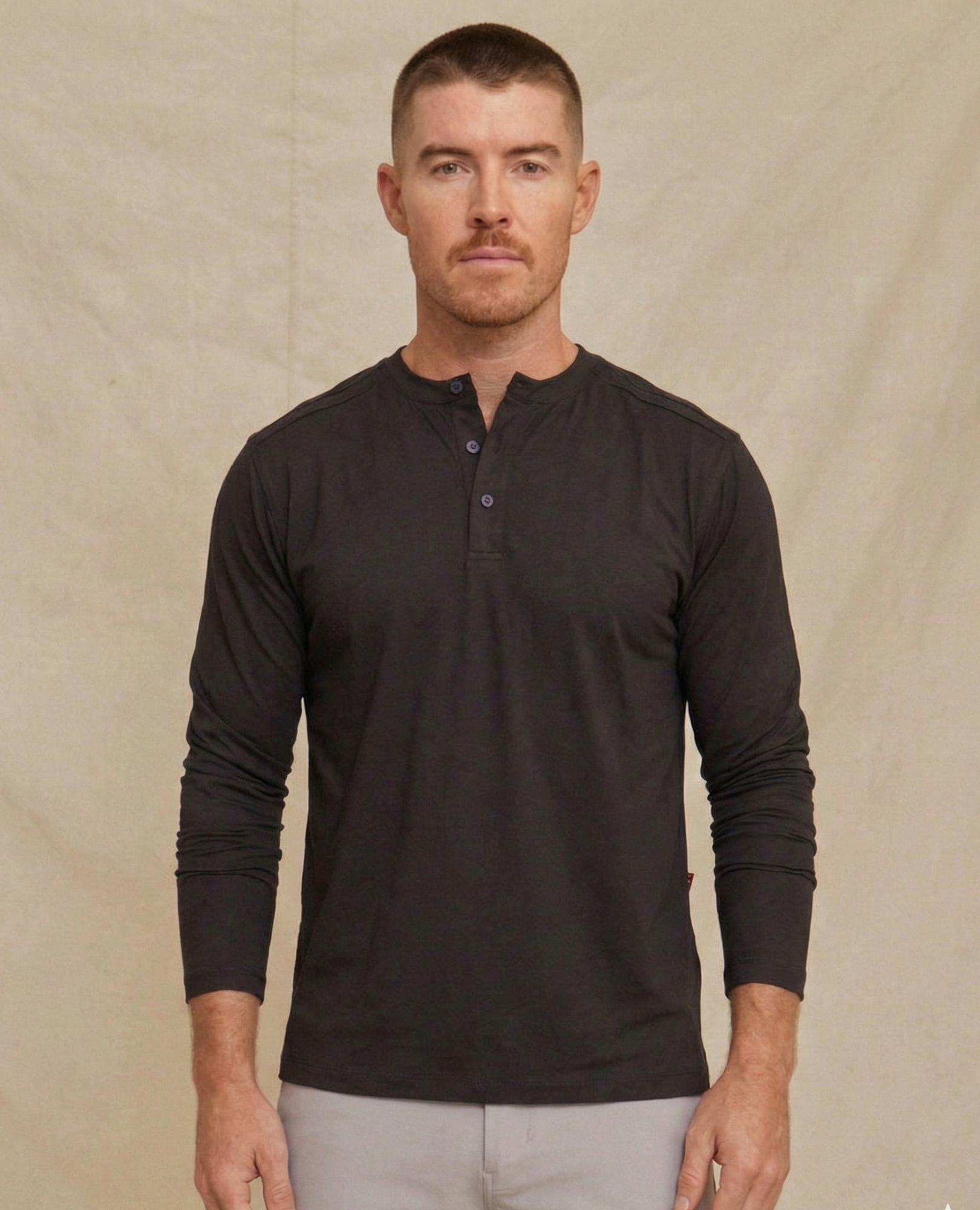 Men’s Performance Long Sleeve Henley Shirt, Breathable
