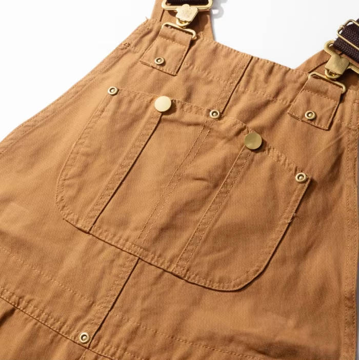 Women's Canvas Bib Overalls with Padded Straps and Multiple Pockets