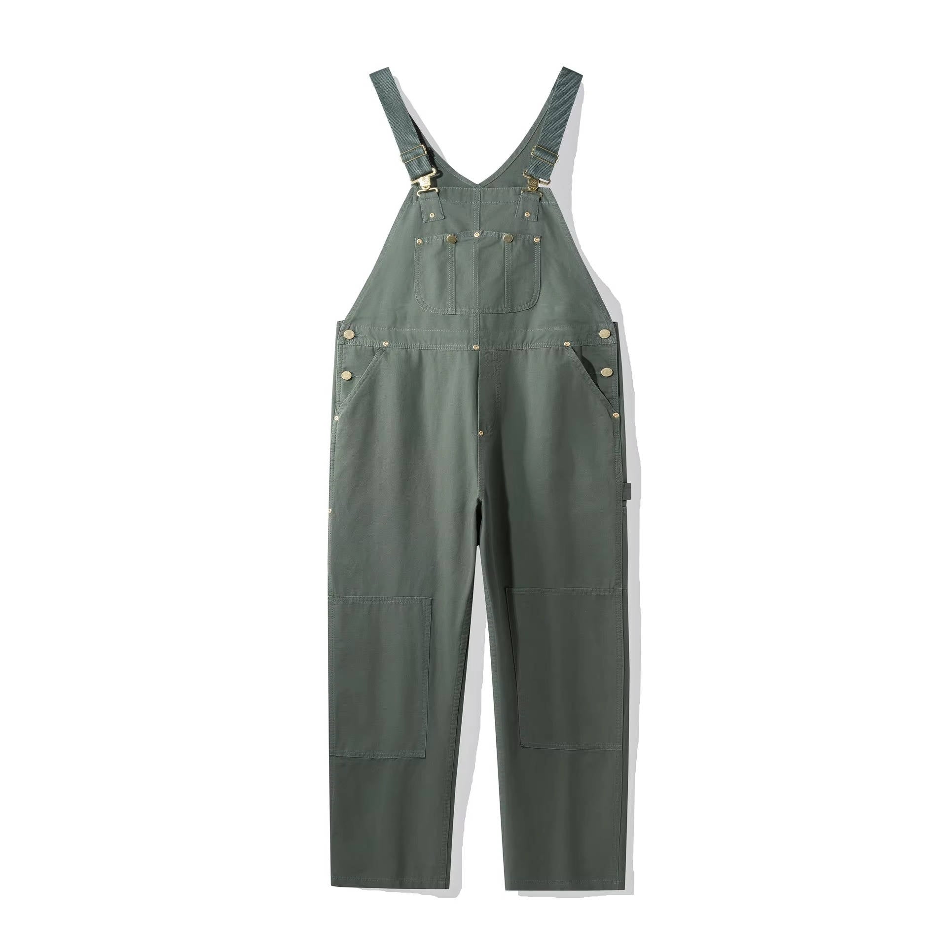 Women's Canvas Bib Overalls with Padded Straps and Multiple Pockets