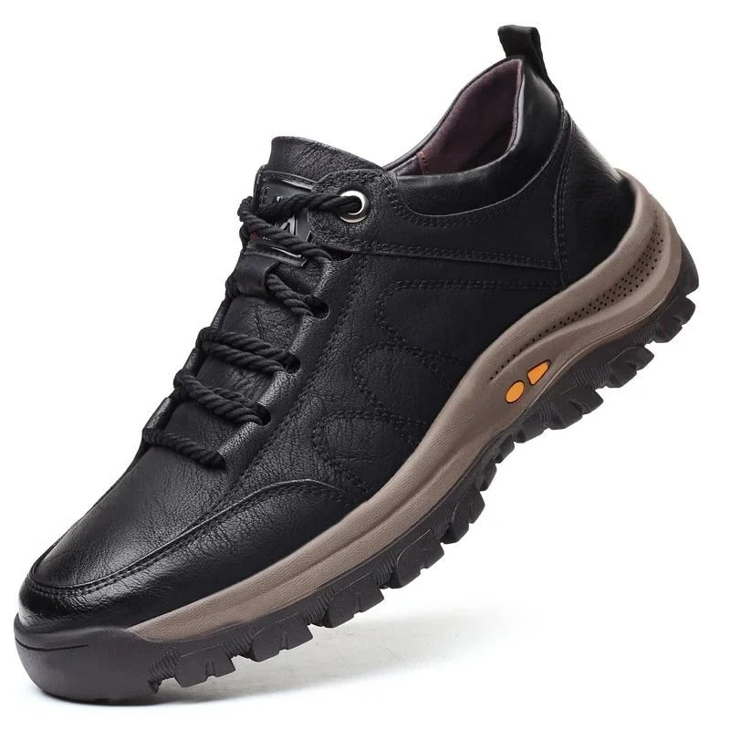 Men's Cowhide Leather Shoes with Arch Support and Waterproof Design