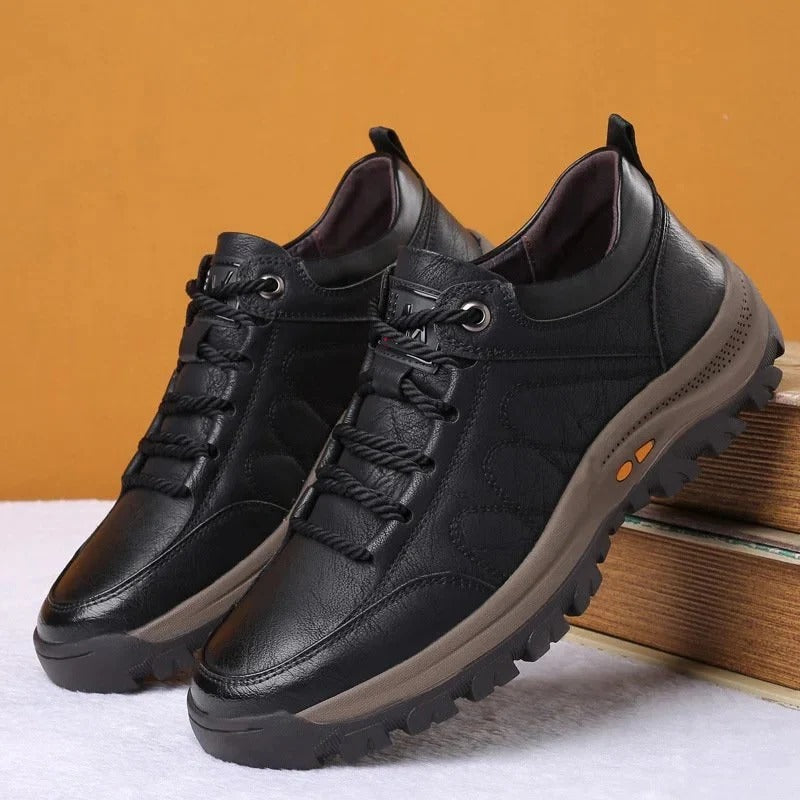 Men's Cowhide Leather Shoes with Arch Support and Waterproof Design