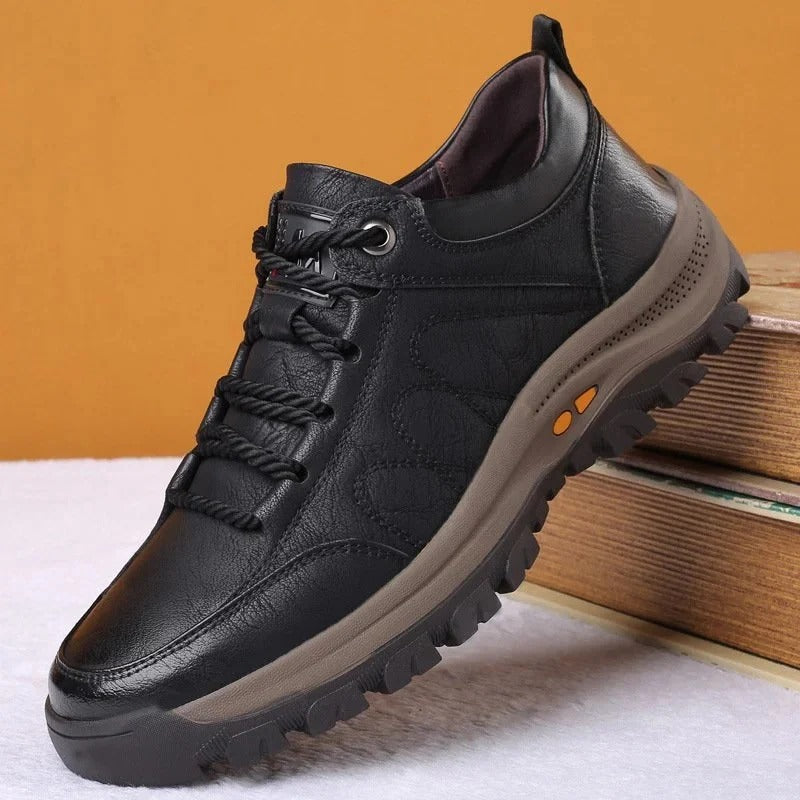 Men's Cowhide Leather Shoes with Arch Support and Waterproof Design