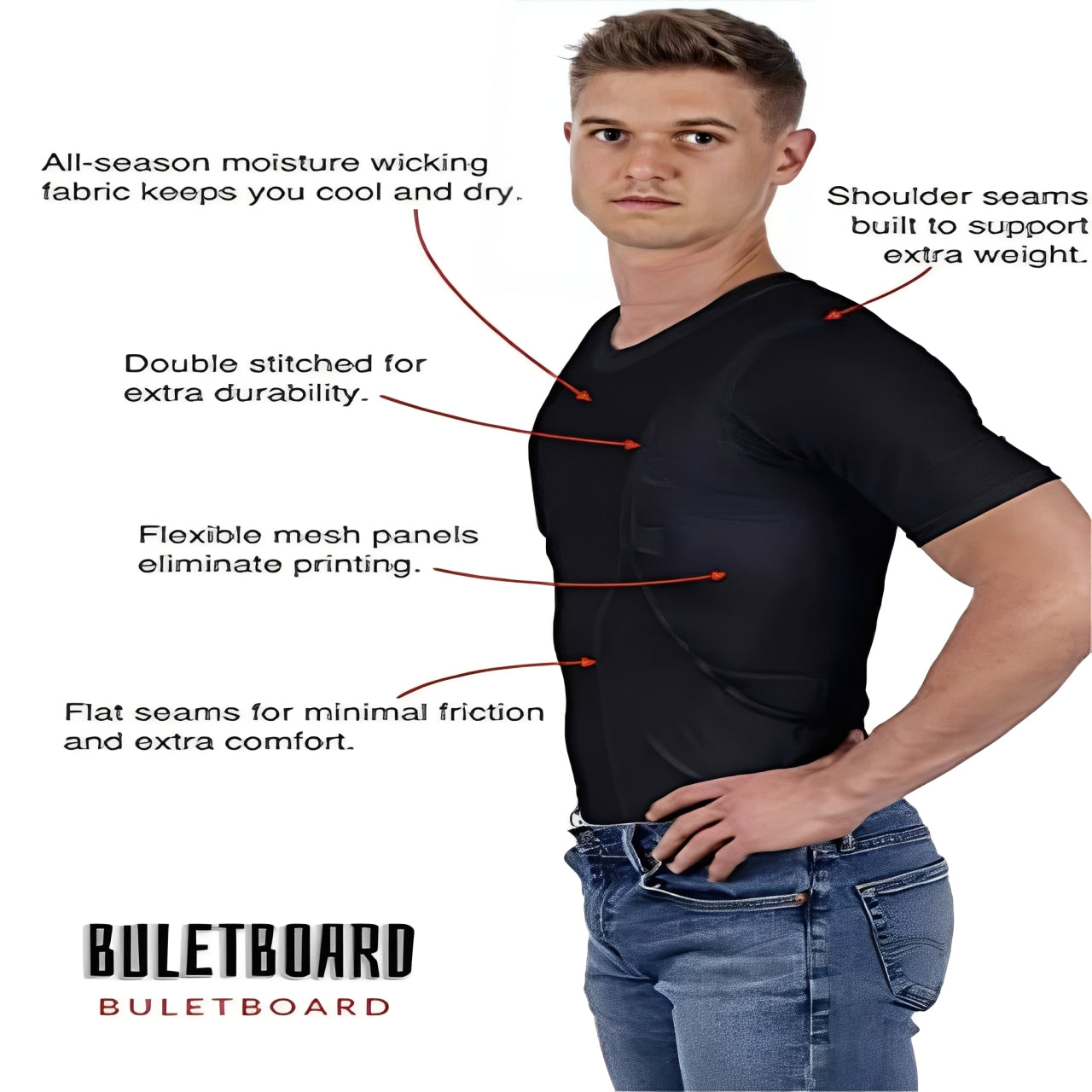 Compression Shirt with Dual Concealed Pockets and Moisture-Wicking Fabric
