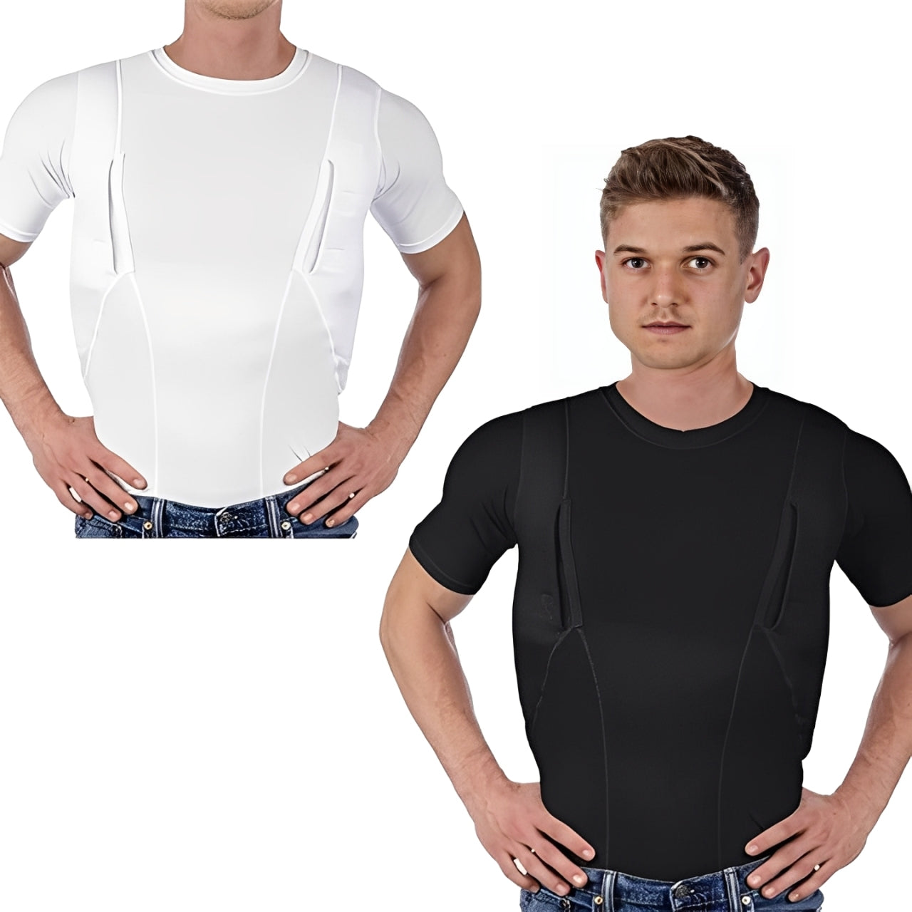 Compression Shirt with Dual Concealed Pockets and Moisture-Wicking Fabric