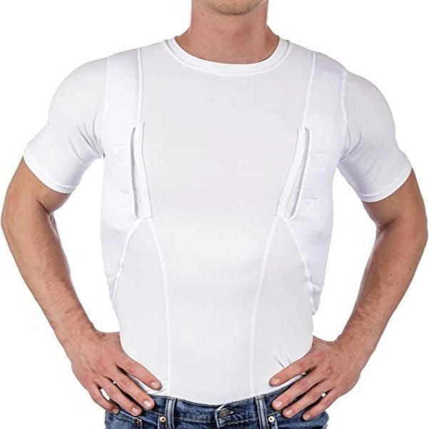 Compression Shirt with Dual Concealed Pockets and Moisture-Wicking Fabric