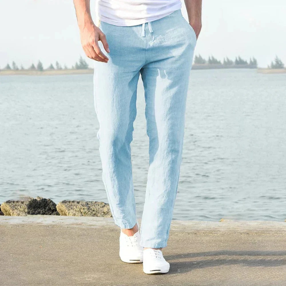 Relaxed Linen Trousers with Breathable Fabric for Warm Weather