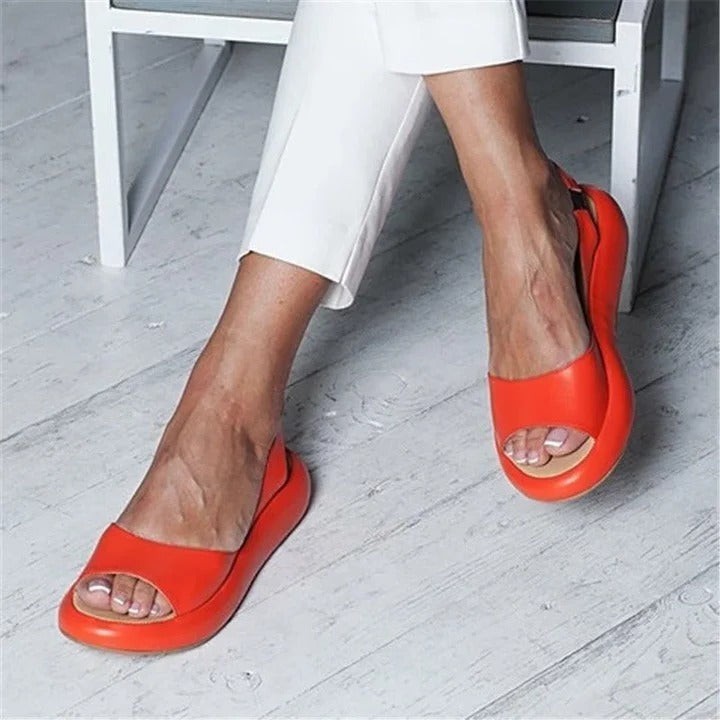 Women's Open-Toe Sandals with Elastic Band and Arch Support, Lightweight TPR Sole