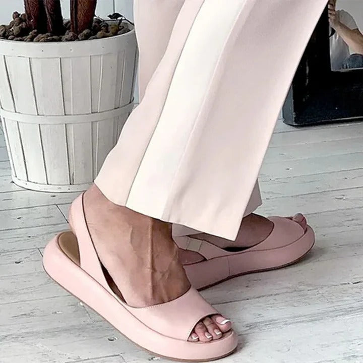 Women's Open-Toe Sandals with Elastic Band and Arch Support, Lightweight TPR Sole
