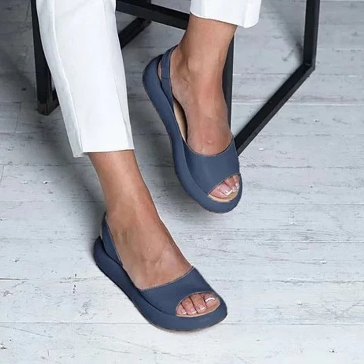 Women's Open-Toe Sandals with Elastic Band and Arch Support, Lightweight TPR Sole