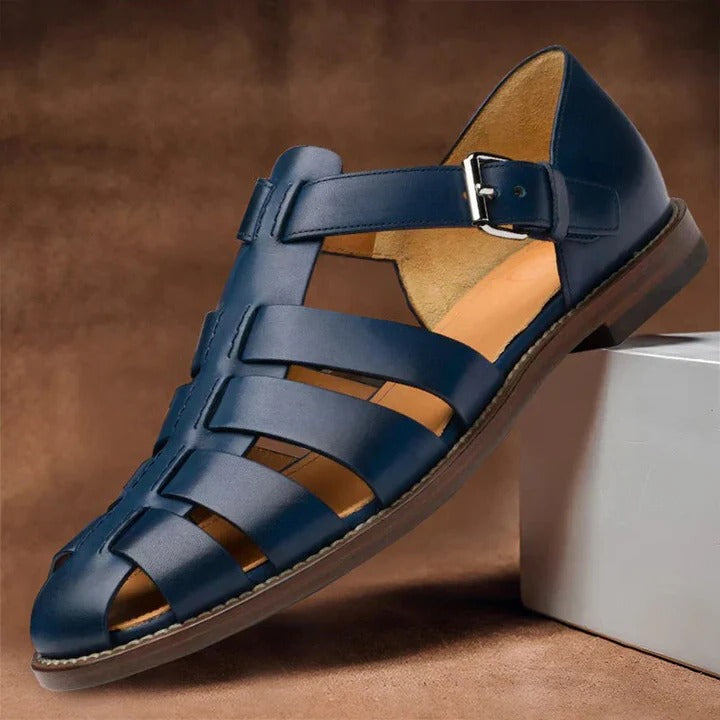 Men's Open-Toe Sandals with Buckle Strap Adjustment and Contoured Footbed