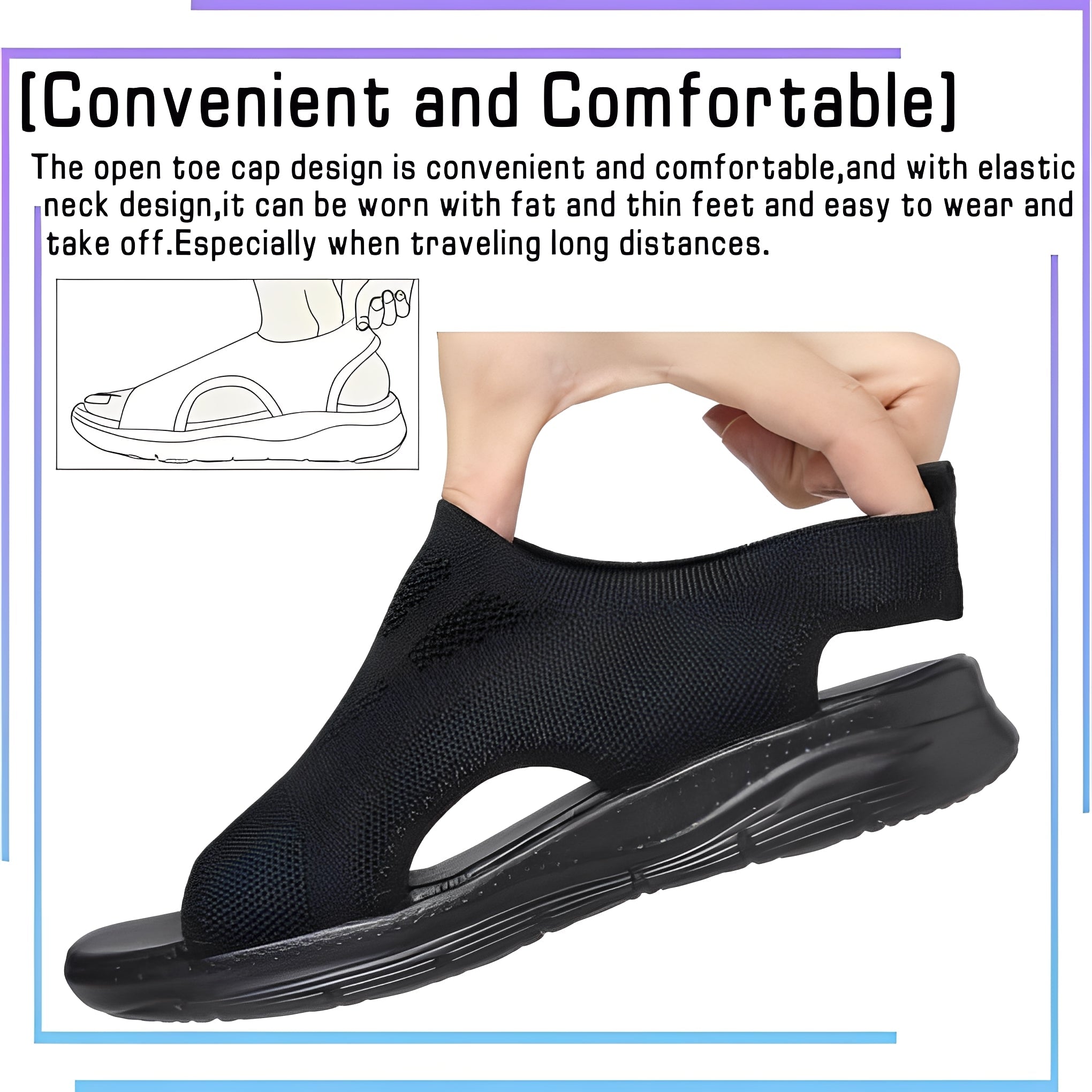 Women's Memory Foam Sandals with Arch Support and Breathable Mesh, Washable