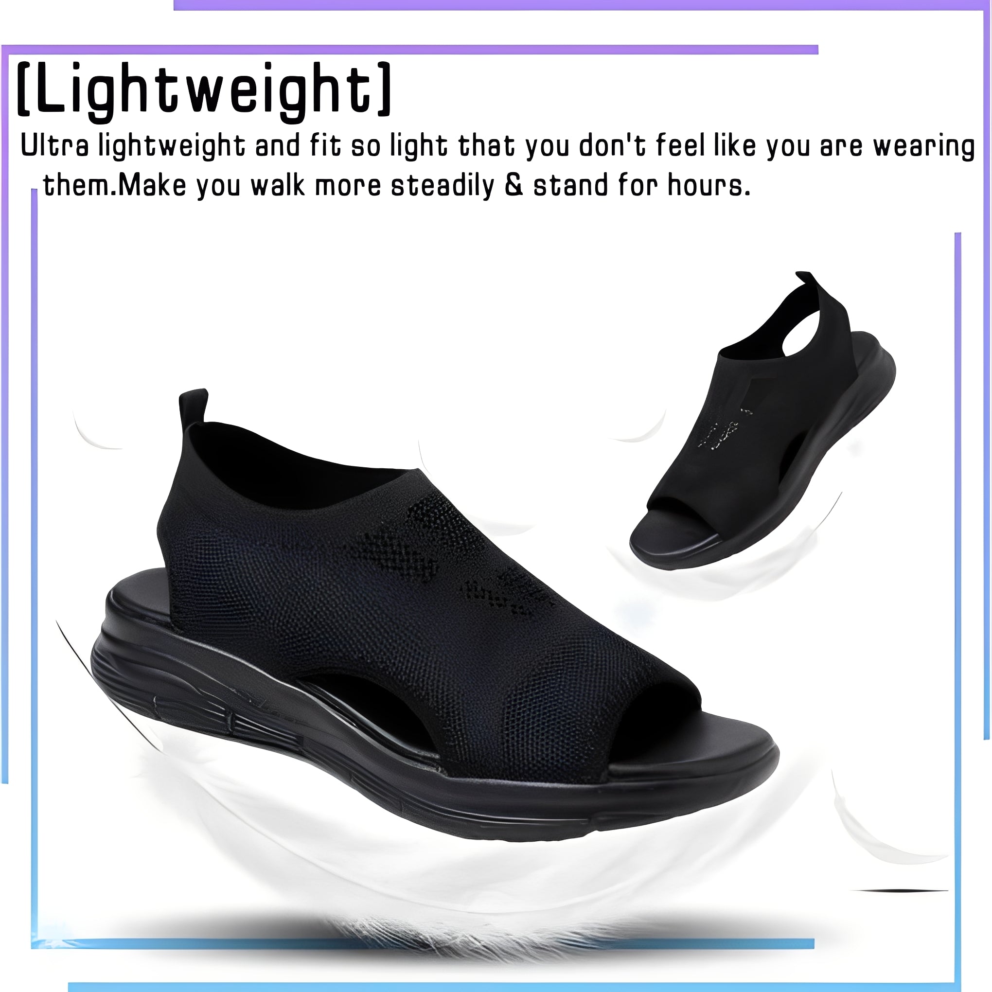 Women's Memory Foam Sandals with Arch Support and Breathable Mesh, Washable