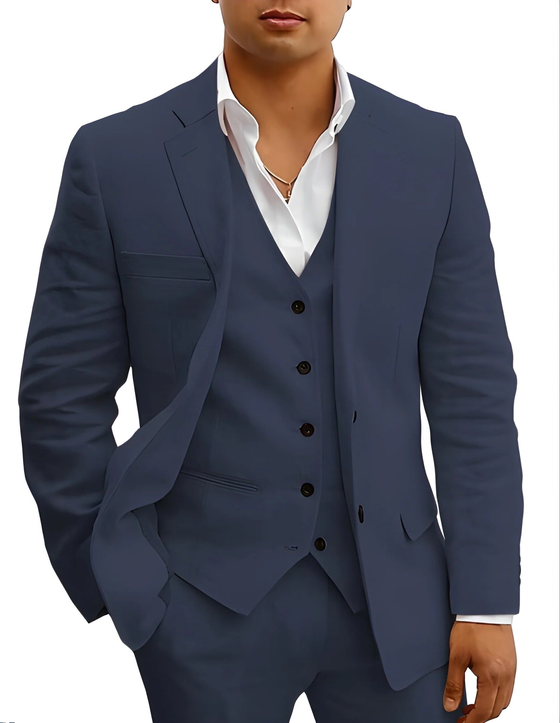 Lightweight Three-Piece Suit with Jacket, Waistcoat and Trousers for Summer Events