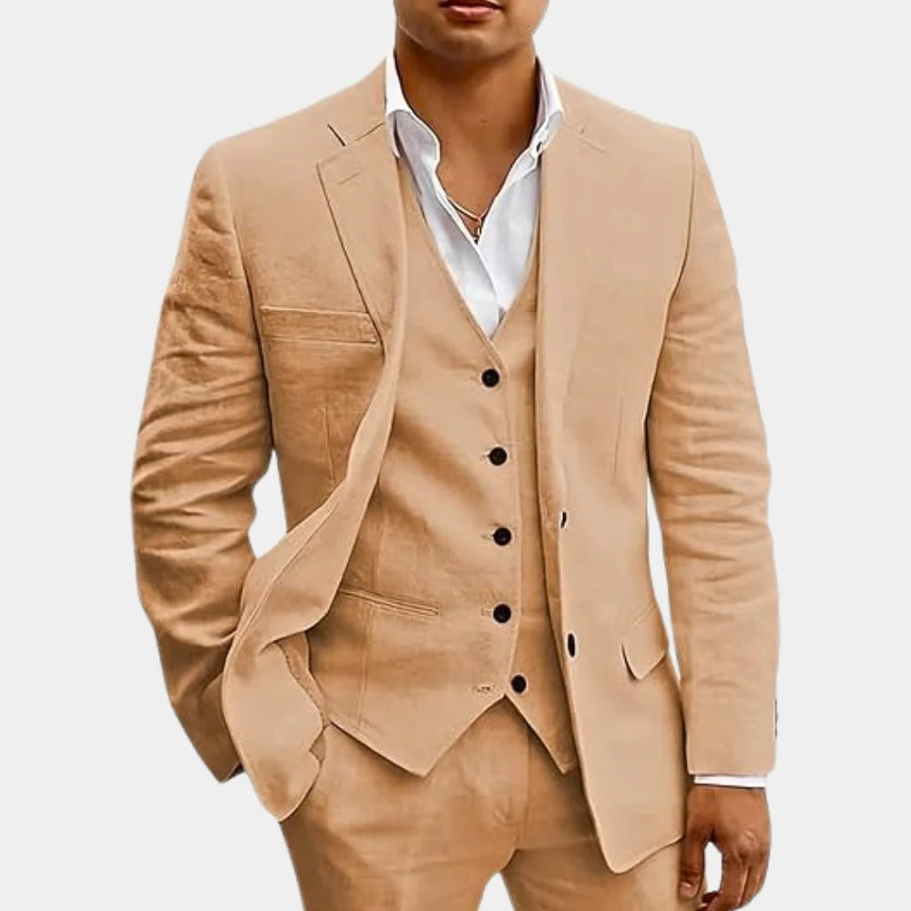 Lightweight Three-Piece Suit with Jacket, Waistcoat and Trousers for Summer Events