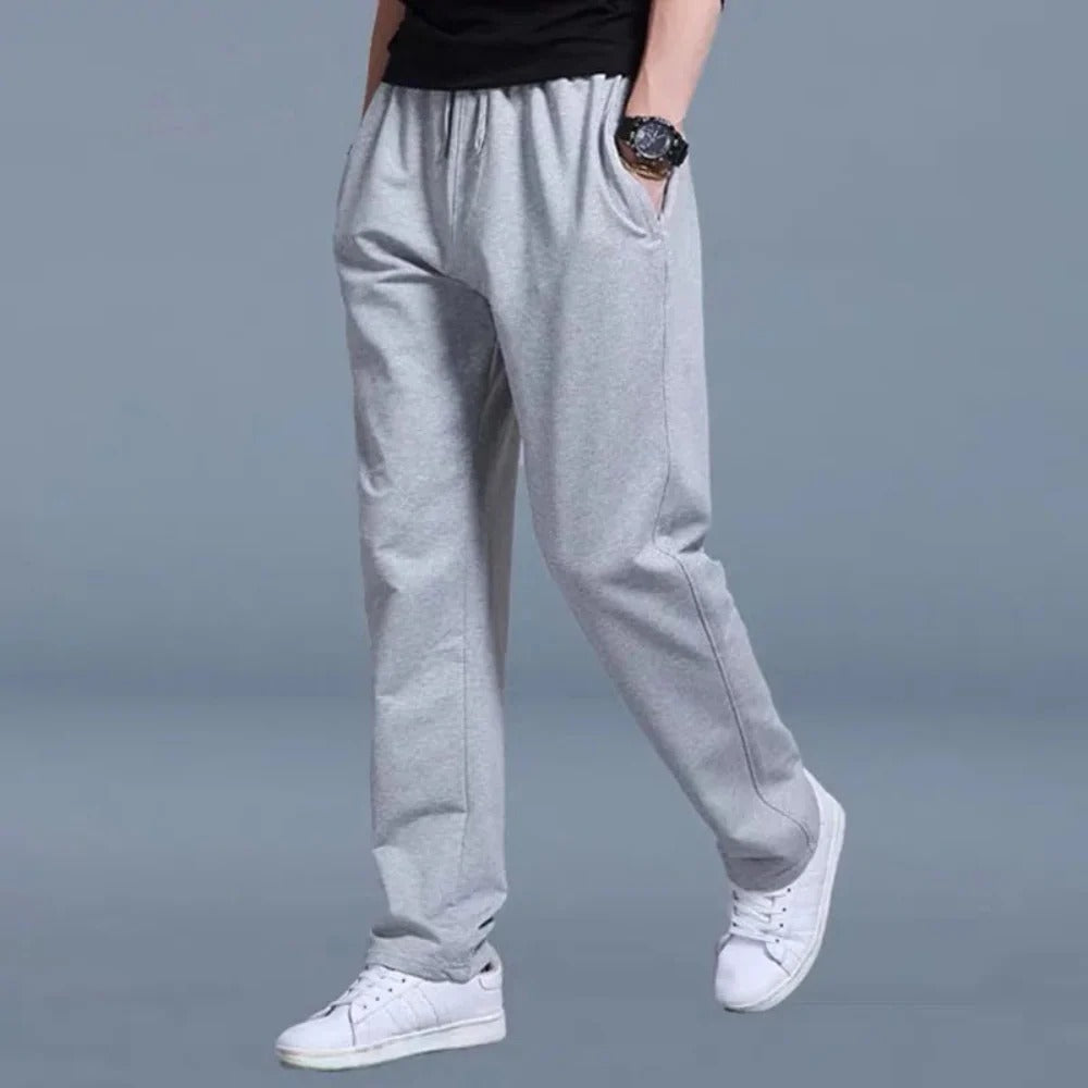 Men's Cotton Polyester Sweatpants with Moisture-Wicking Fabric and Deep Side Pockets