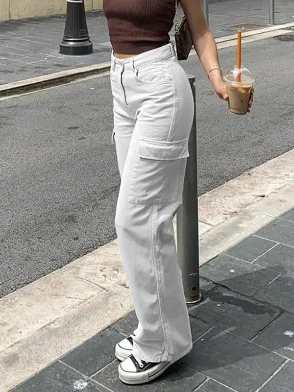 Cotton Blend Cargo Pants with Adjustable Waist Belt and Multiple Pockets