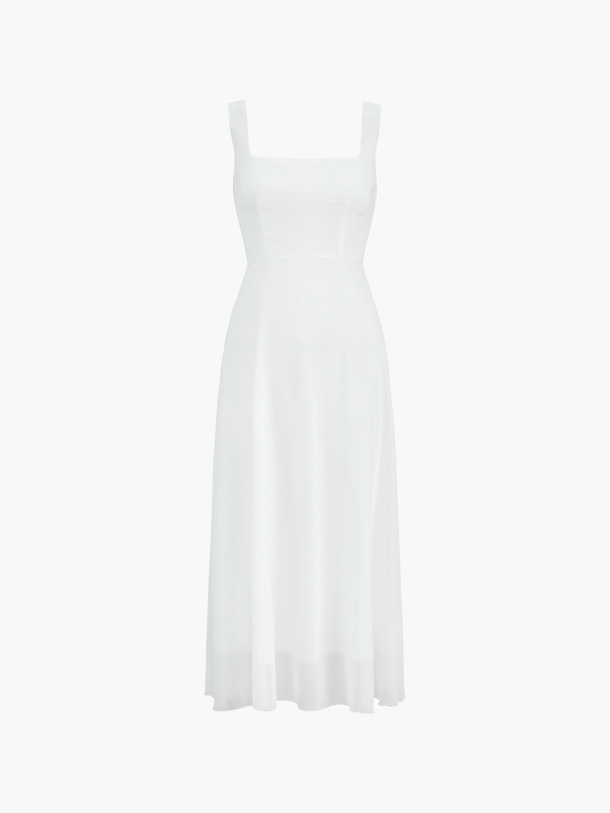 Sleeveless Maxi Dress with Square Neckline and Lightweight Woven Polyester