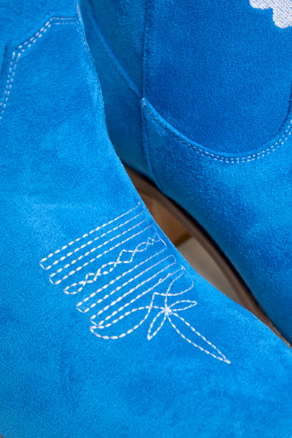 Women’s Blue Heart Boots, Pointed Toe Tall Shaft