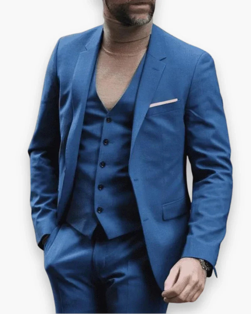 Men's Slim Fit Three Piece Suit Set with Jacket, Vest and Trousers