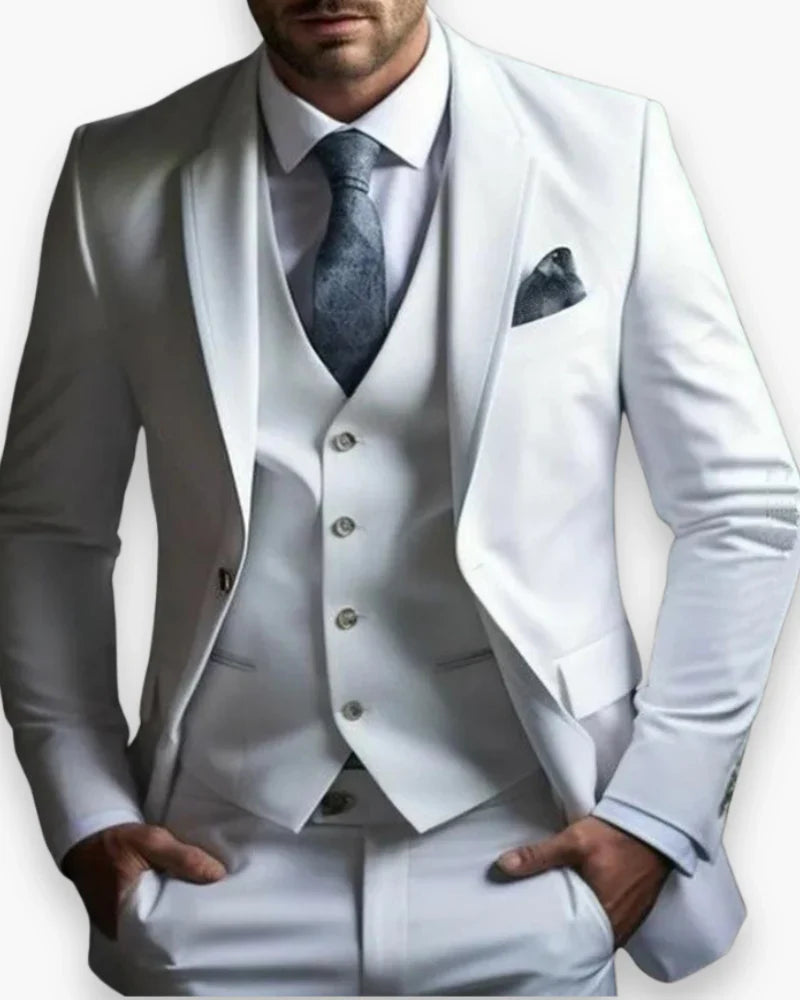 Men's Slim Fit Three Piece Suit Set with Jacket, Vest and Trousers