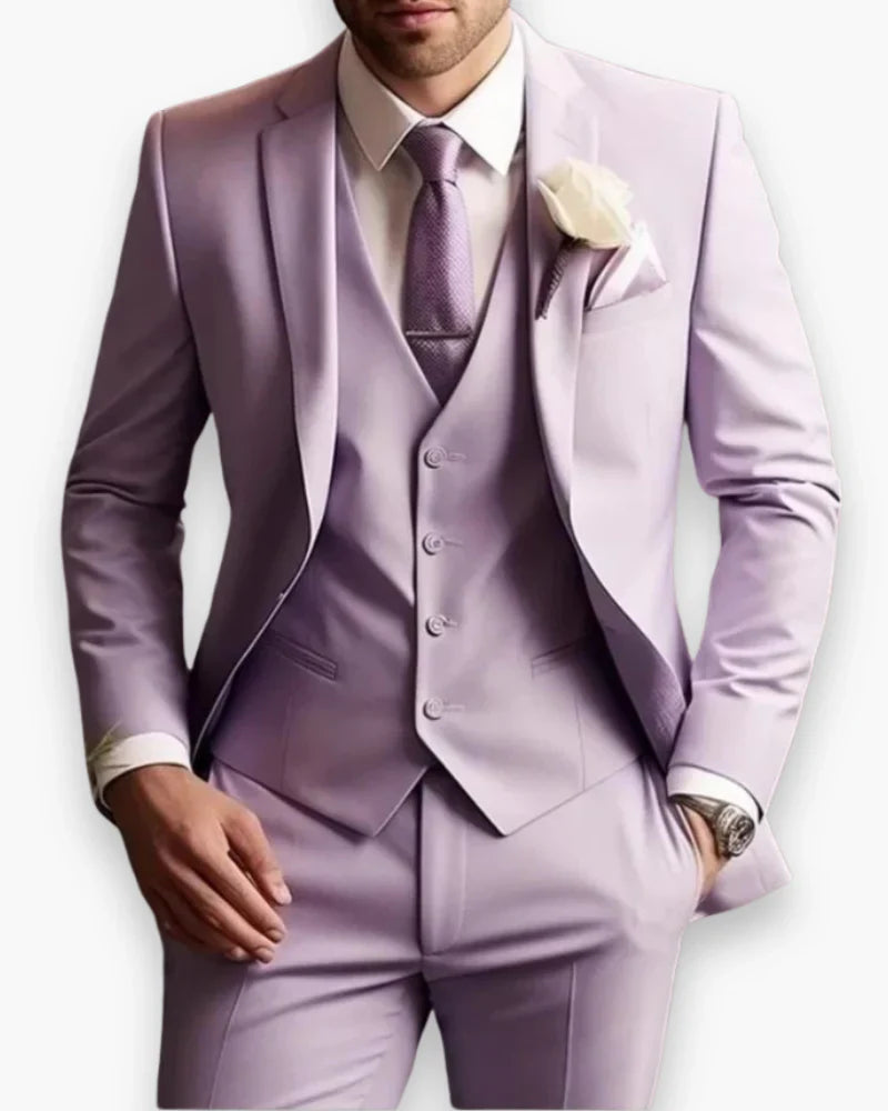 Men's Slim Fit Three Piece Suit Set with Jacket, Vest and Trousers