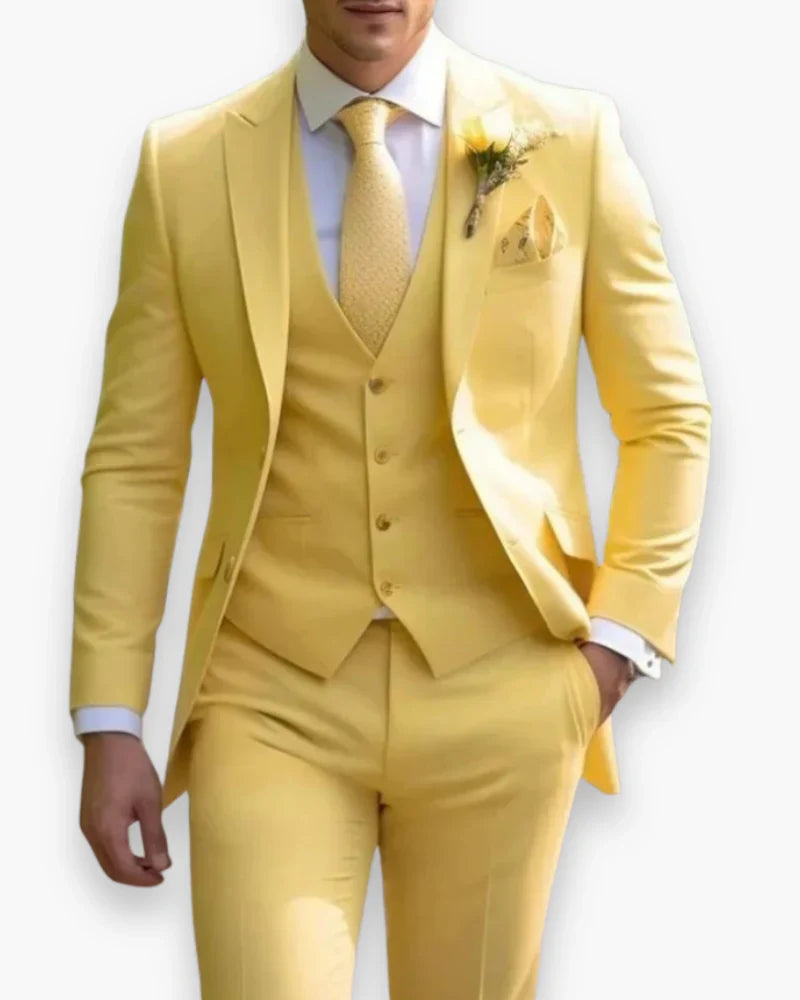 Men's Slim Fit Three Piece Suit Set with Jacket, Vest and Trousers