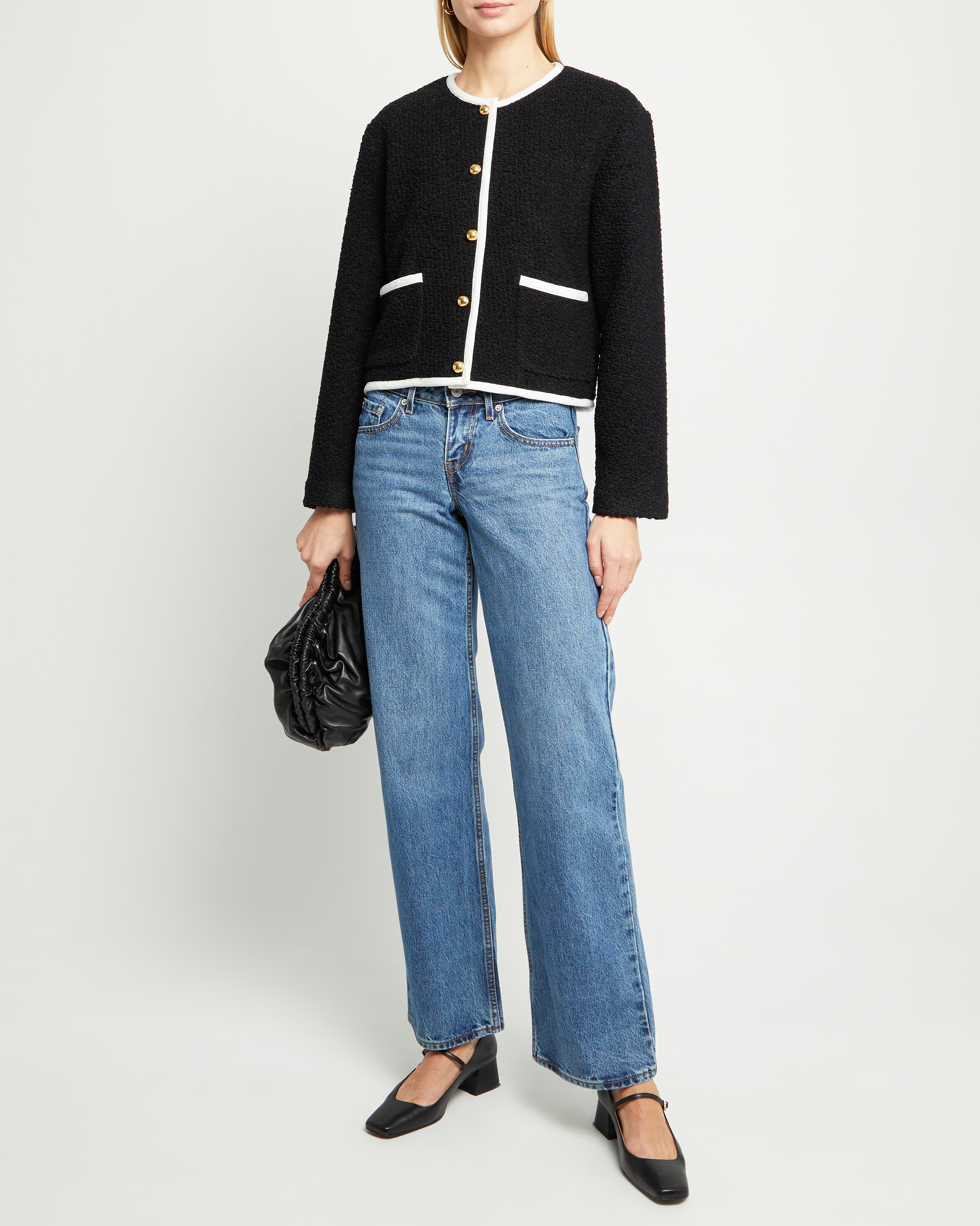 Women’s Cropped Tweed Jacket with Golden Buttons, Classic