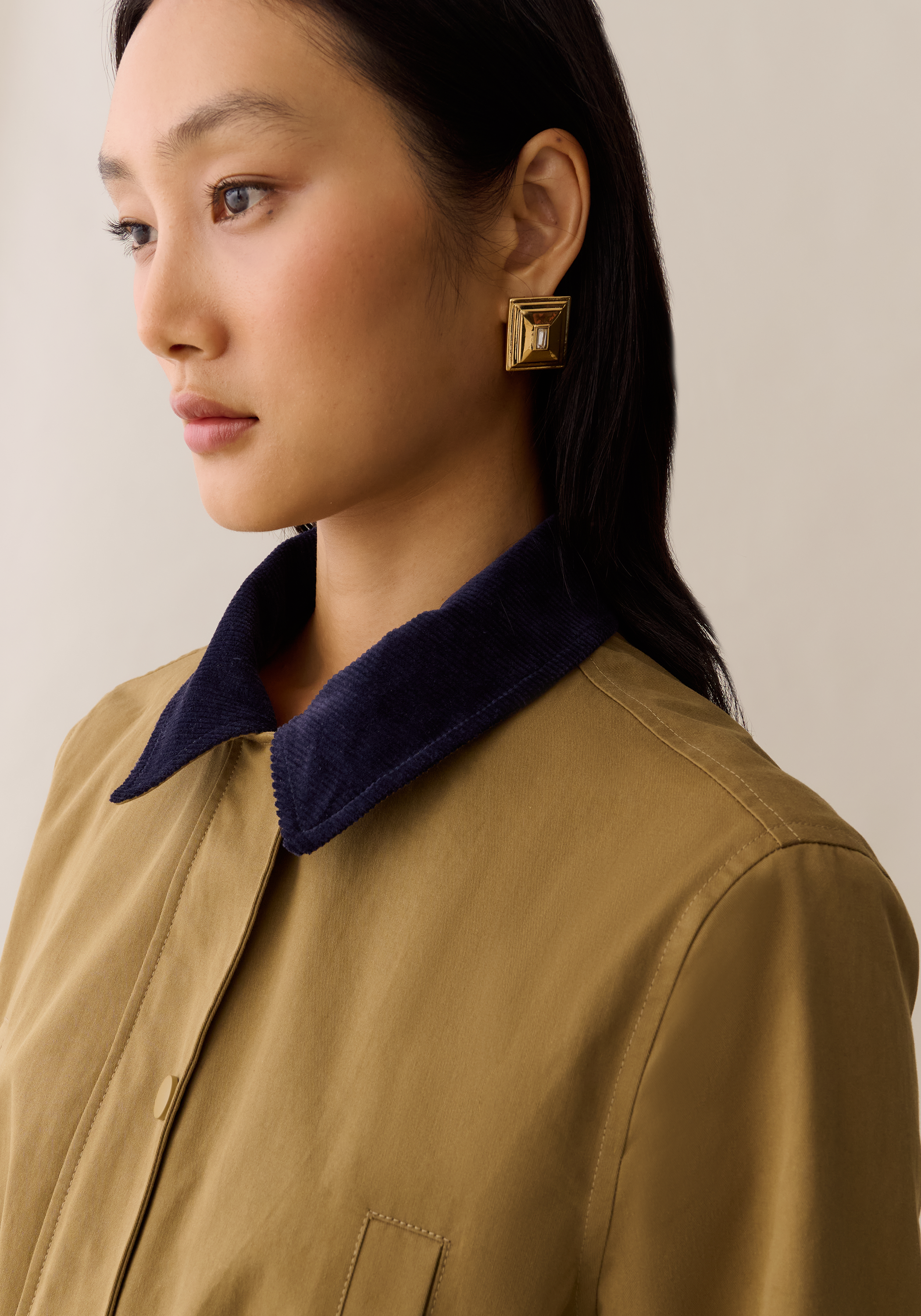 Women’s Classic Barn Jacket with Corduroy Trim, Adjustable