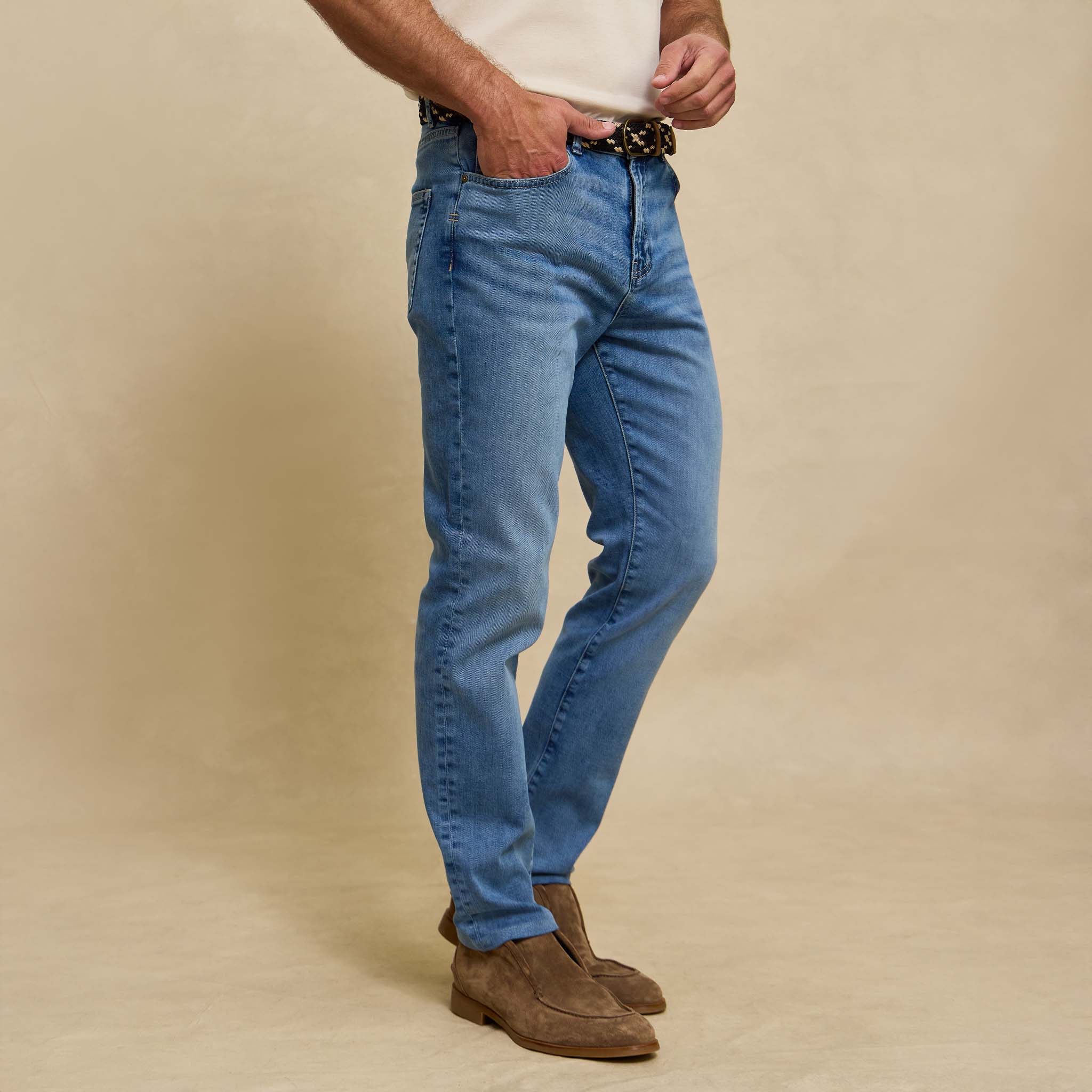 Men’s Stretch Denim Blue Jeans Slim Fit