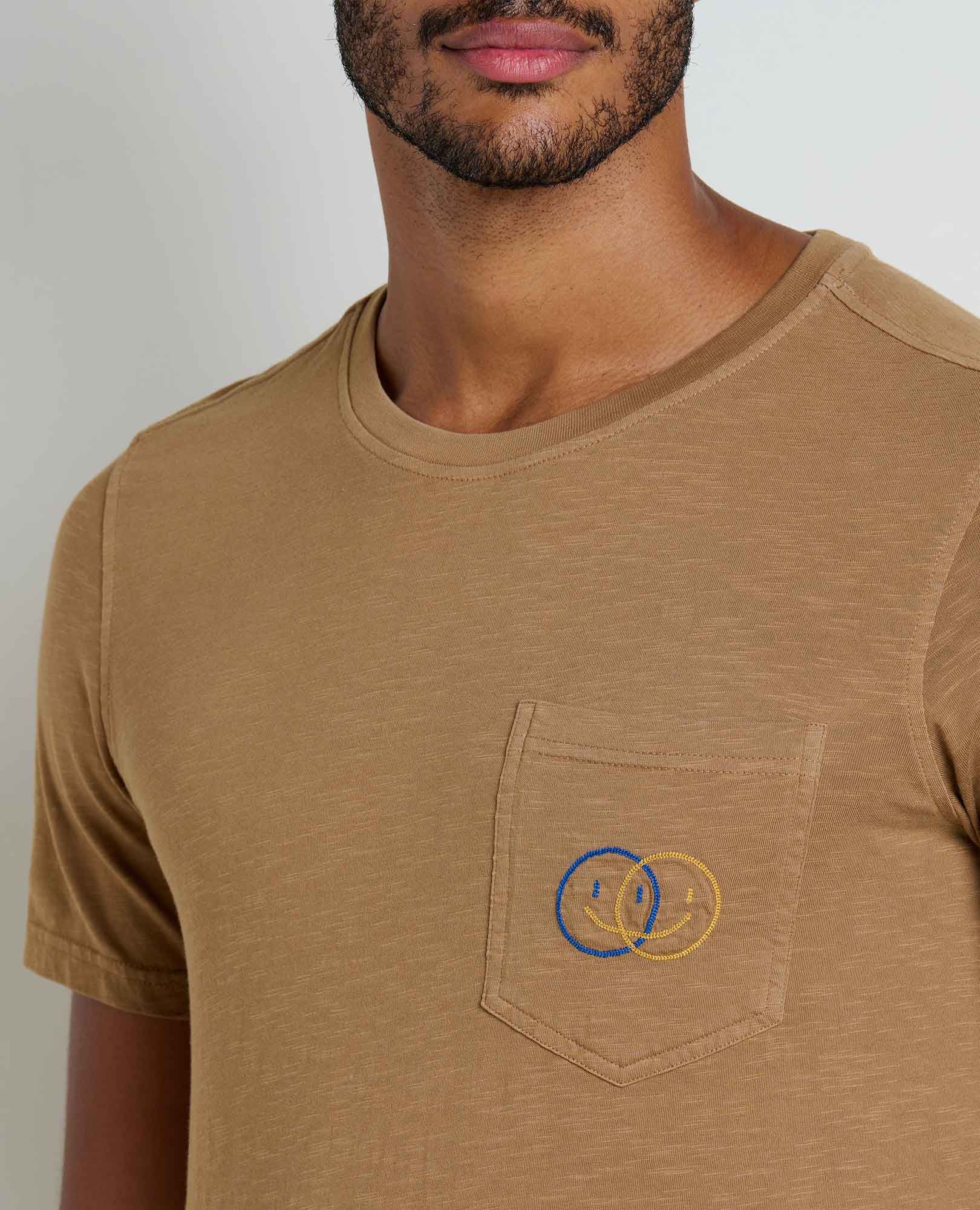 Men’s Embroidered Crew T-Shirt Garment-Dyed, Soft Cotton
