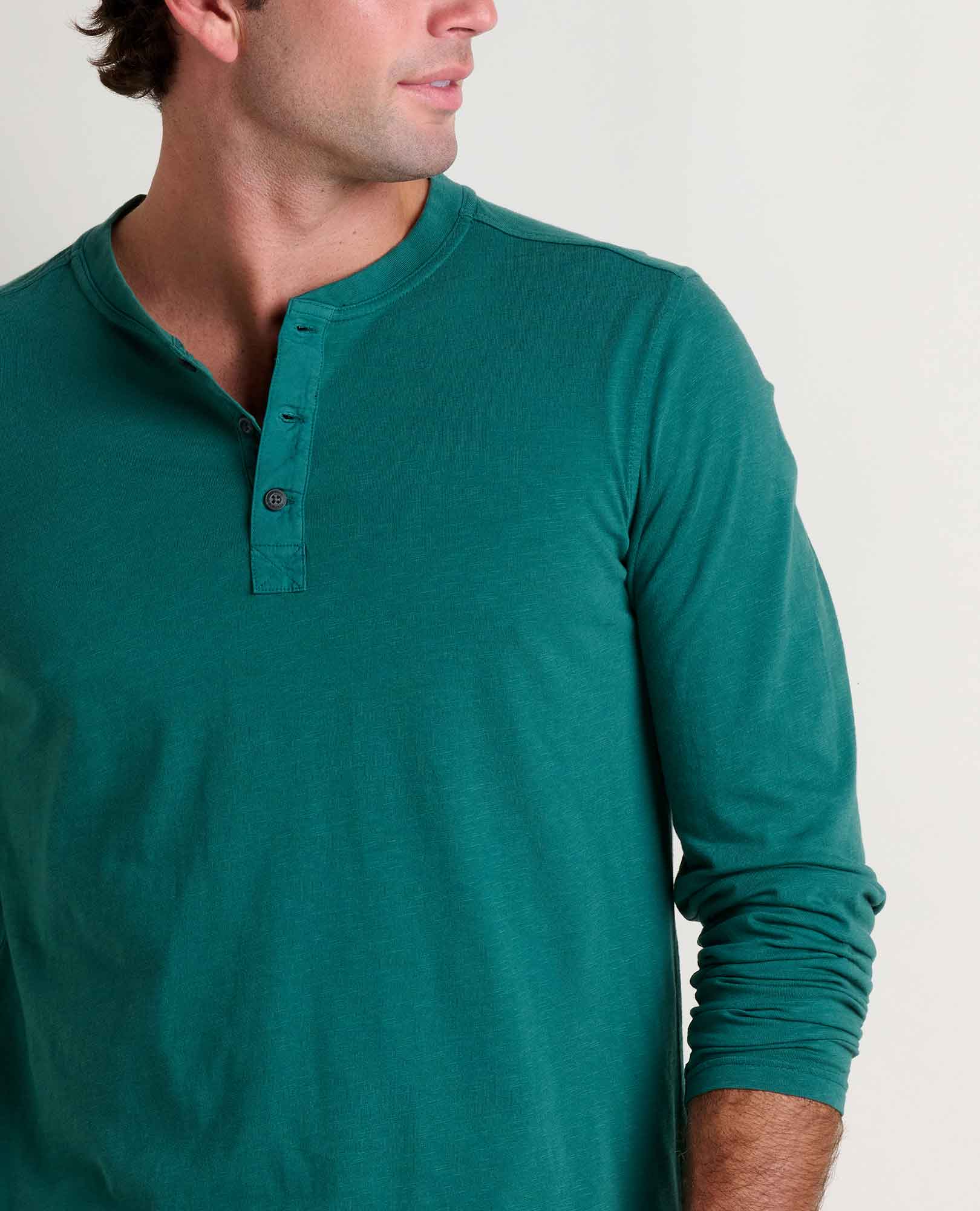 Men’s Casual Long Sleeve Henley Shirt, Cotton