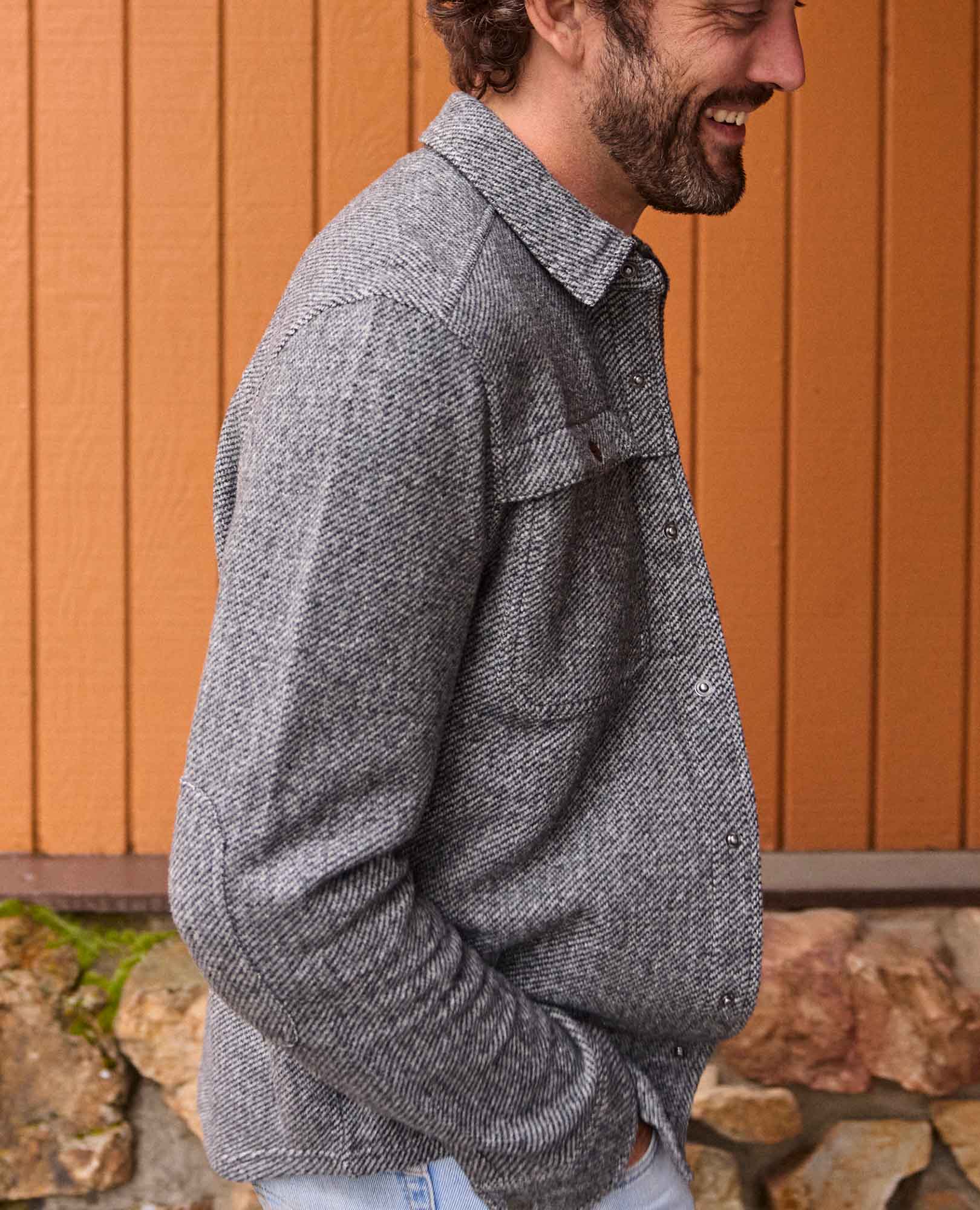 Men’s Wool Shirt Jacket, Durable Textured Layer