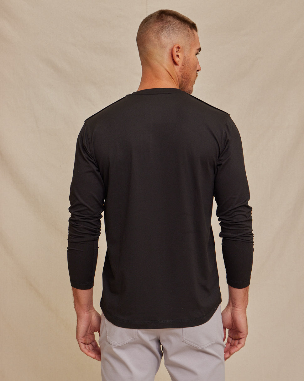 Men’s Performance Long Sleeve Henley Shirt, Breathable