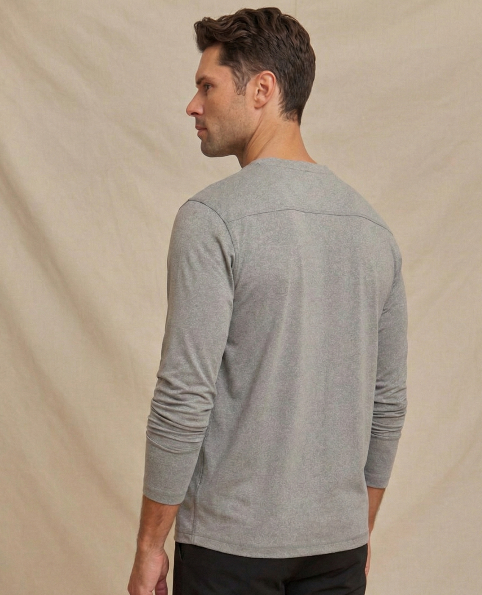 Men’s Performance Henley Shirt Light Gray, Breathable